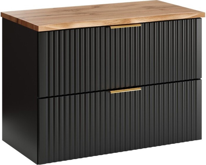 Závěsná skříňka Casad Nature s deskou 80 cm černá/dub wotan