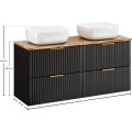 Závěsná skříňka Casad Nature Smile s deskou a umyvadly 120 cm dub wotan/černá