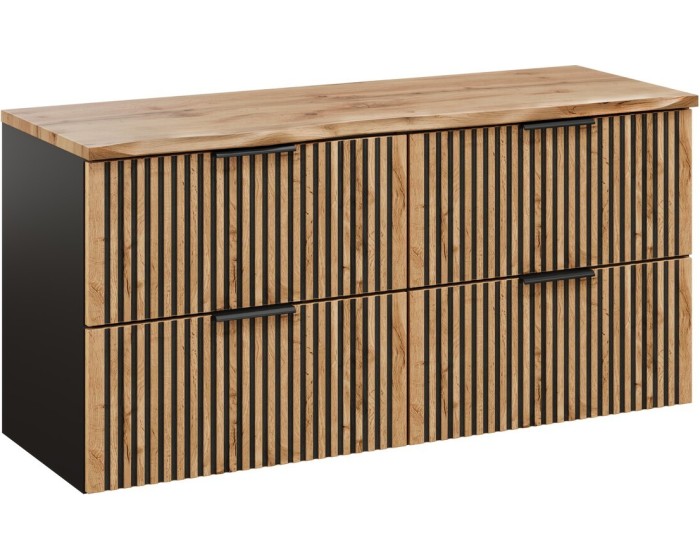 Závěsná skříňka Casad Nature s deskou 120 cm dub wotan/černá
