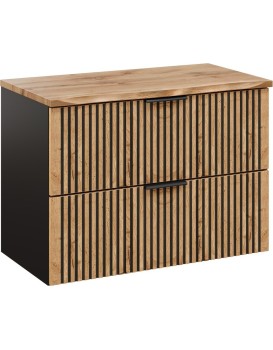Závěsná skříňka Casad Nature s deskou 80 cm dub wotan/černá