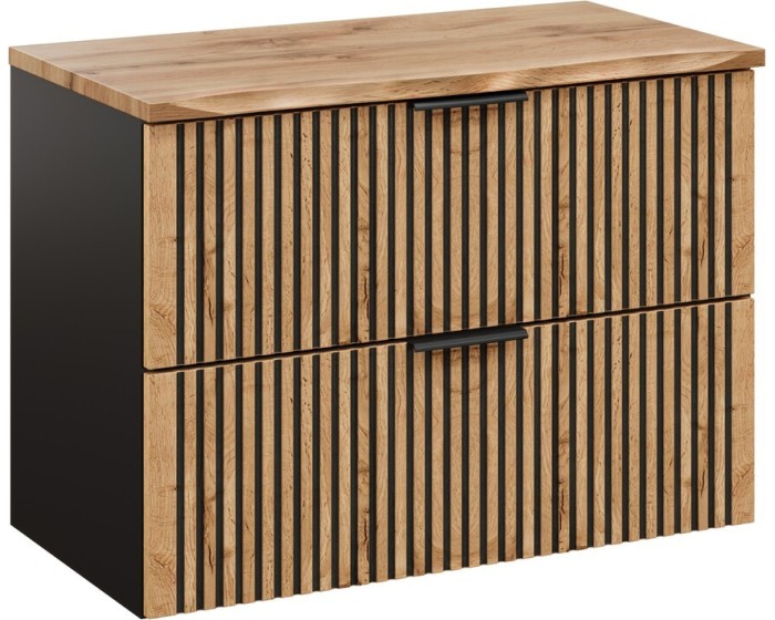 Závěsná skříňka Casad Nature s deskou 80 cm dub wotan/černá