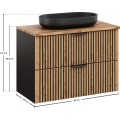 Závěsná skříňka Casad Nature River s deskou a umyvadlem 80 cm dub wotan/černá