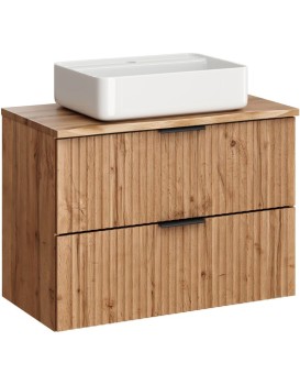 Závěsná skříňka Casad Nature Magic s deskou a umyvadlem 80 cm dub wotan