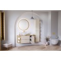 Závěsná skříňka pod umyvadlo Dalia Cashmere Ovalia s deskou 100 cm kašmírová/dub cremona