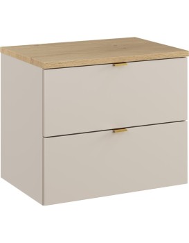 Závěsná skříňka pod umyvadlo Dalia Cashmere Nordic s deskou 60 cm kašmírová/dub cremona