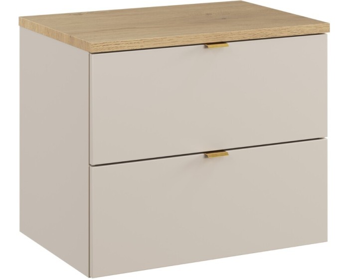 Závěsná skříňka pod umyvadlo Dalia Cashmere Nordic s deskou 60 cm kašmírová/dub cremona