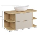 Závěsná skříňka Dalia Cashmere Ovalia s deskou a umyvadlem 100 cm kašmírová/dub cremona