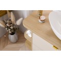Závěsná skříňka pod umyvadlo Dalia Cashmere Ovalia s deskou 100 cm kašmírová/dub cremona