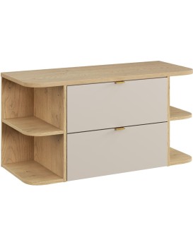 Závěsná skříňka pod umyvadlo Dalia Cashmere Ovalia s deskou 100 cm kašmírová/dub cremona