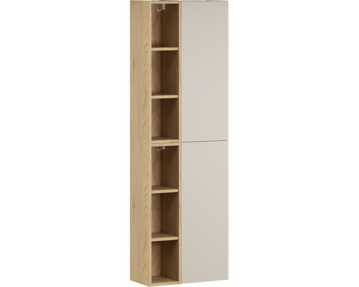 Závěsná horní vysoká koupelnová skříňka Dalia Cashmere 50 cm kašmírová/dub cremona