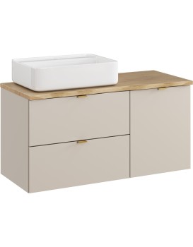 Závěsná skříňka Dalia Cashmere Nature Magic s košem na prádlo, deskou a umyvadlem 100 cm kašmírová/dub cremona