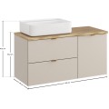Závěsná skříňka Dalia Cashmere Nature Magic s košem na prádlo, deskou a umyvadlem 100 cm kašmírová/dub cremona