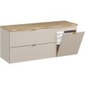Závěsná skříňka pod umyvadlo Dalia Cashmere Nature s deskou a košem na prádlo 120 cm béžová/dub cremona