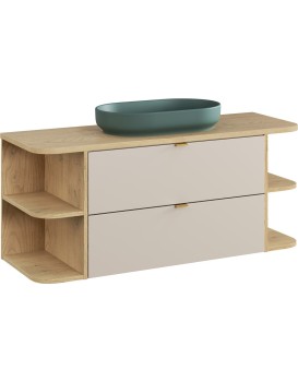 Závěsná skříňka Dalia Cashmere River s deskou a umyvadlem 120 cm kašmírová/dub cremona