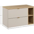 Závěsná skříňka pod umyvadlo Dalia Cashmere Nordic s deskou a regálem 80 cm kašmírová/dub cremona