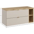 Závěsná skříňka pod umyvadlo Dalia Cashmere Nature s deskou a regálem 100 cm kašmír/dub cremona