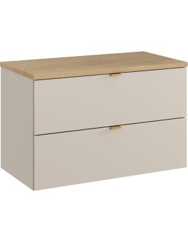 Závěsná skříňka pod umyvadlo Dalia Cashmere Nordic s deskou 80 cm kašmírová/dub cremona
