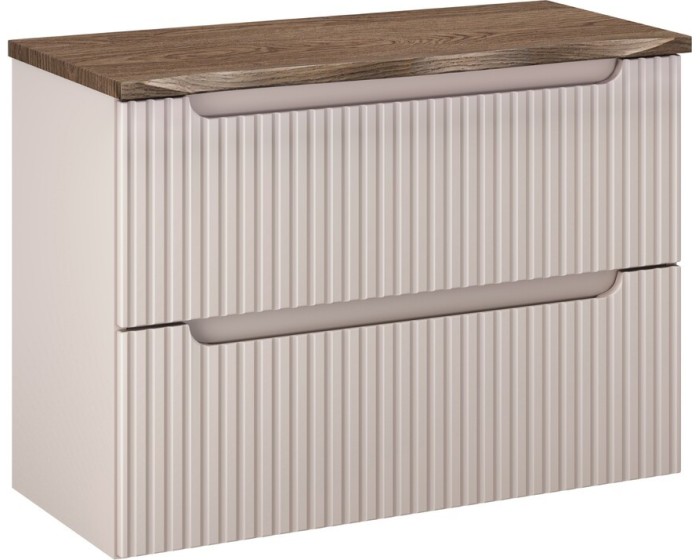 Závěsná skříňka pod umyvadlo Nova Cashmere I s deskou 80 cm kašmírová/dub casella