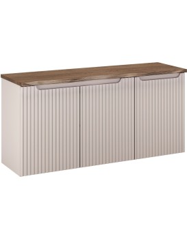Závěsná skříňka pod umyvadlo Nova Cashmere s deskou a košem na prádlo 120 cm kašmírová/dub casella