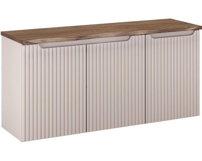 Závěsná skříňka pod umyvadlo Nova Cashmere s deskou a košem na prádlo 120 cm kašmírová/dub casella