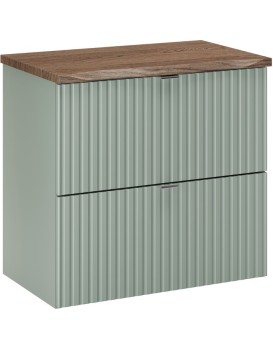 Závěsná skříňka pod umyvadlo Line Reed Green s deskou 60 cm zelená/dub casella