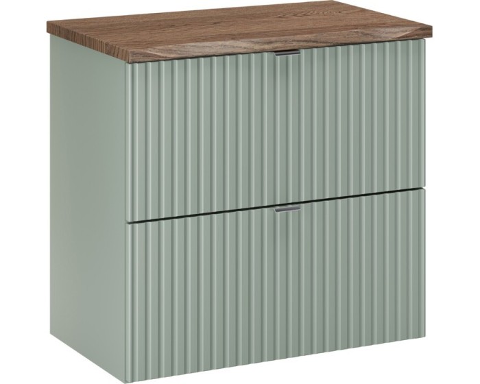 Závěsná skříňka pod umyvadlo Line Reed Green s deskou 60 cm zelená/dub casella