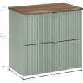 Závěsná skříňka pod umyvadlo Line Reed Green s deskou 60 cm zelená/dub casella