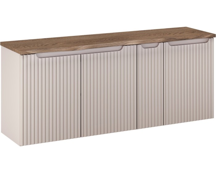 Závěsná skříňka pod umyvadlo Nova Cashmere s deskou a košem na prádlo 140 cm kašmírová/dub casella