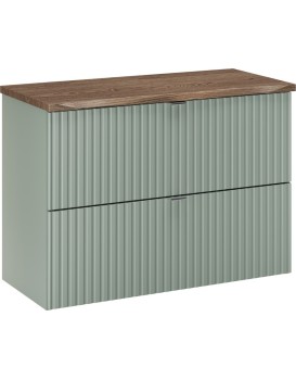 Závěsná skříňka pod umyvadlo Line Reed Green s deskou 80 cm zelená/dub casella