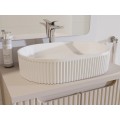 Závěsná skříňka Nova Cashmere Beyond I s deskou a umyvadlem 80 cm kašmírová/dub casella