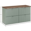 Závěsná skříňka pod umyvadlo Line Reed Green s deskou 100 cm zelená/dub casella