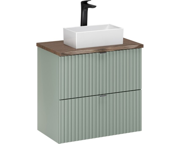 Závěsná skříňka Line Reed Green Gaja s deskou a umyvadlem 60 cm zelená/dub casella