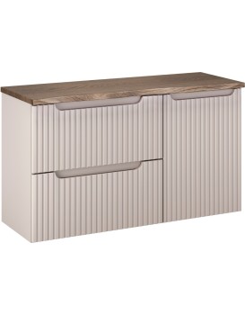 Závěsná skříňka pod umyvadlo Nova Cashmere s deskou a košem na prádlo 100 cm kašmírová/dub casella
