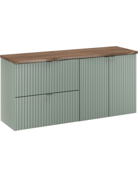Závěsná skříňka pod umyvadlo Line Reed Green s deskou 120 cm zelená/dub casella
