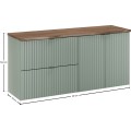 Závěsná skříňka pod umyvadlo Line Reed Green s deskou 120 cm zelená/dub casella