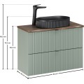 Závěsná skříňka Line Reed Green Beyond s deskou a umyvadlem 80 cm zelená/dub casella