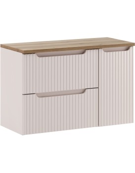 Závěsná skříňka pod umyvadlo Nova Cashmere s deskou 90 cm kašmírová/dub evoke