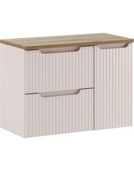 Závěsná skříňka pod umyvadlo Nova Cashmere I s deskou 80 cm kašmírová/dub evoke