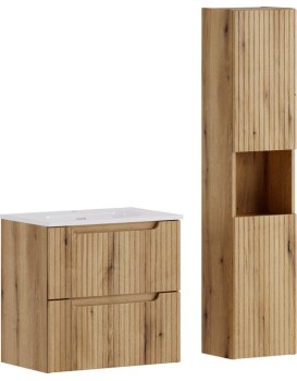 Koupelnová sestava Nova se zápustným umyvadlem a skříňkami 60 cm dub coast evoke