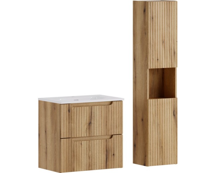 Koupelnová sestava Nova se zápustným umyvadlem a skříňkami 60 cm dub coast evoke