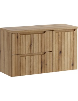 Závěsná skříňka pod umyvadlo Nova s deskou a košem na prádlo 100 cm dub coast evoke