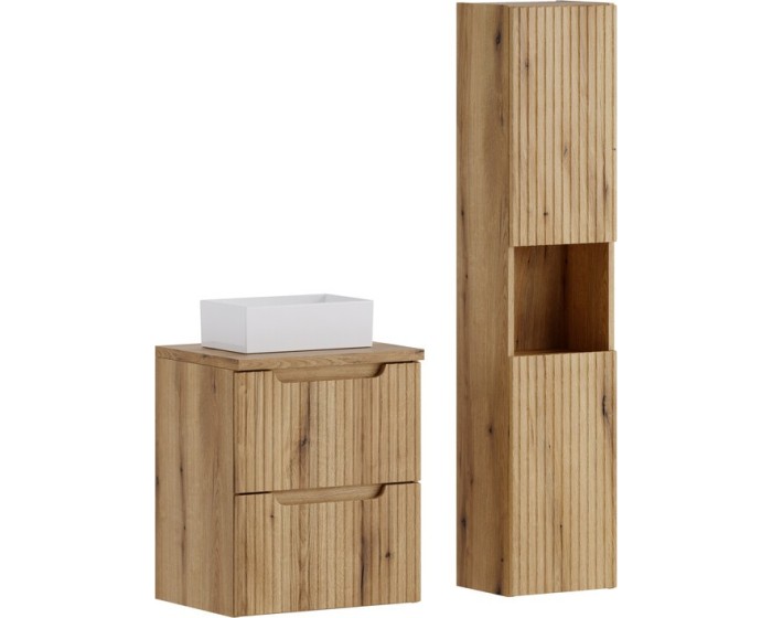 Koupelnová sestava Nova Gaja s deskou, umyvadlem a skříňkami 50 cm dub coast evoke