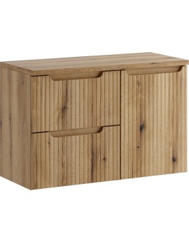 Závěsná skříňka Nova s deskou a košem na prádlo 90 cm dub coast evoke