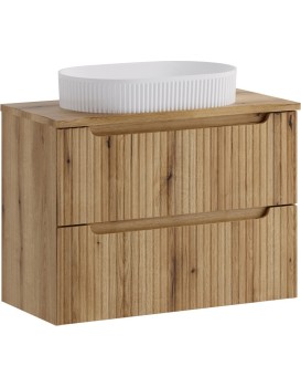 Závěsná skříňka Nova Beyond s deskou a umyvadlem 80 cm dub coast evoke