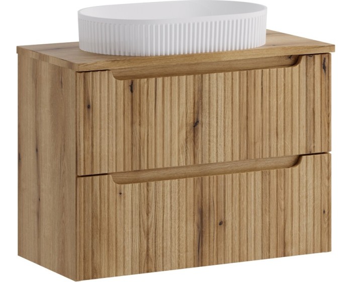 Závěsná skříňka Nova Beyond s deskou a umyvadlem 80 cm dub coast evoke