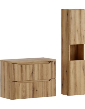 Koupelnová sestava Nova s deskou a skříňkami 80 cm dub coast evoke