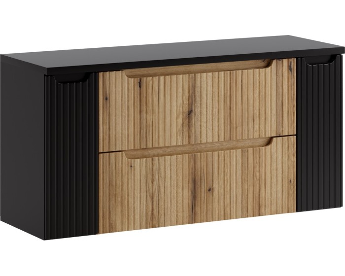 Závěsná skříňka pod umyvadlo Nova s deskou 120 cm dub coast evoke/černá