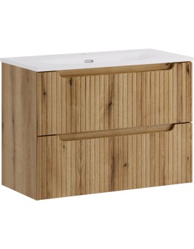 Závěsná skříňka Nova Sky se zápustným umyvadlem Nova 80 cm dub coast evoke