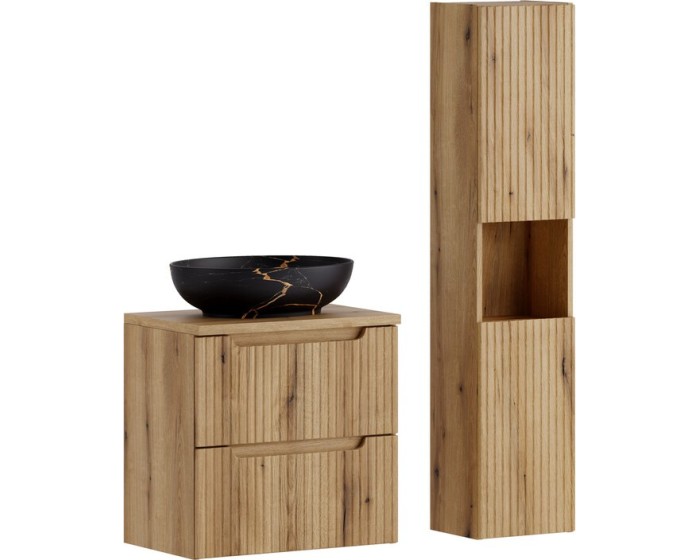 Koupelnová sestava Nova Mona s deskou, umyvadlem a skříňkami 60 cm dub coast evoke