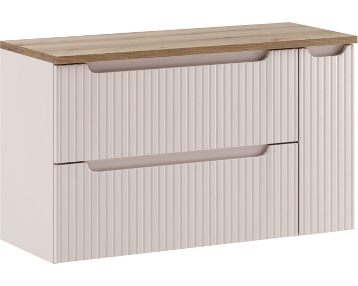 Závěsná skříňka pod umyvadlo Nova Cashmere s deskou 100 cm kašmírová/dub evoke